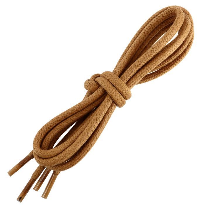Cadarços franceses - Cadarços redondos e muito grossos - 5 mm - 125 cm - 100% algodão - Cor: Marrom Camelo - FABRICADO NA FRANÇA
