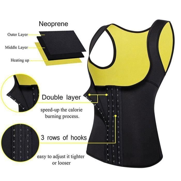 Gilet de Sudation pour Femme Sauna Sport Gaine Amincissante Débardeur Minceur Ventre Plat Fitness Waist Trai