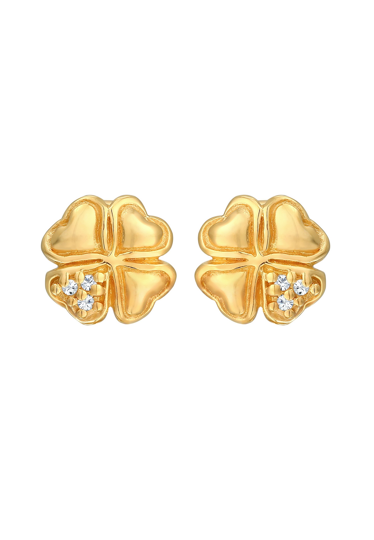 Elli DIAMONDS Femmes clous d'oreilles trèfle étincelant avec diamant (0.03 ct.) en argent sterling 925