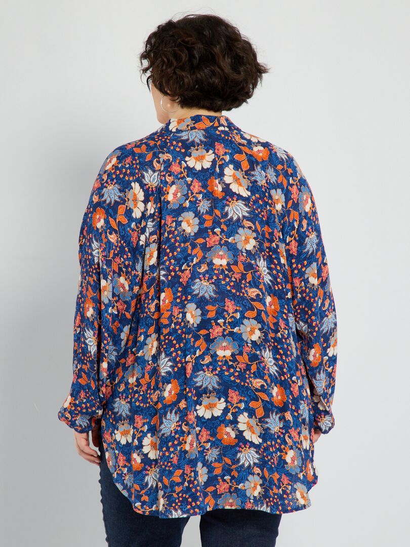 Zachte blouse met print - BLAUW