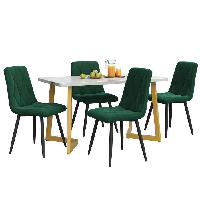 Set da pranzo con piano rinforzato (tavolo da pranzo 117×68 cm con 4 sedie), tavolo da pranzo rettangolare
