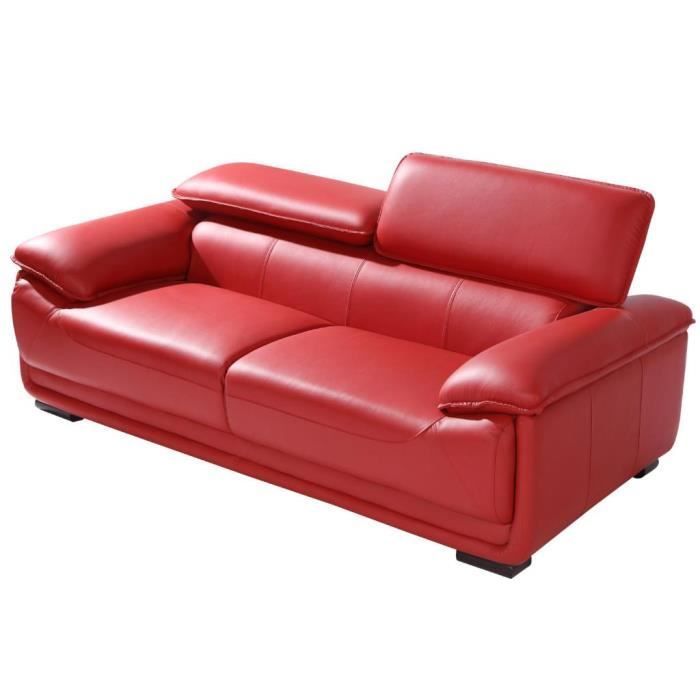 Sofá de piel de 3 plazas MACELO - Rojo