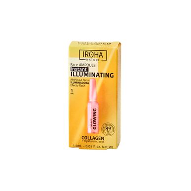 „Iroha Nature“ veido ampulė, akimirksniu suteikiantis švytėjimo kolageno ir hialurono rūgšties poveikis, 1,5 ml