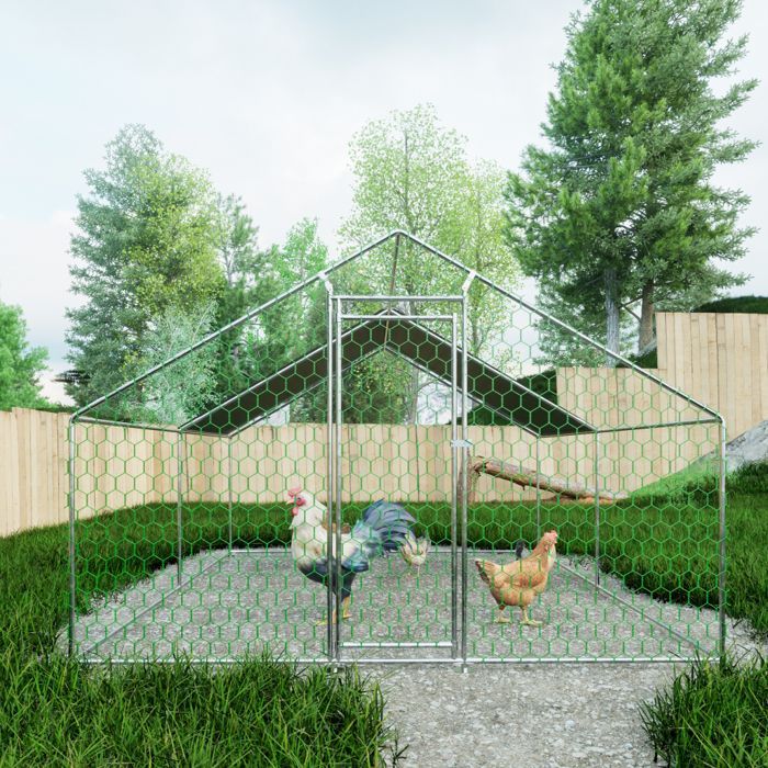 Chicken coop enclosure 12m², wire mesh run 3x4x2m with safety lock and waterproof PE fabric, for chickens, rabbits and small animals