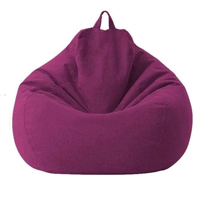 Fodera per pouf AMOUNE in cotone e lino (80x90 cm) - Non imbottita - Viola