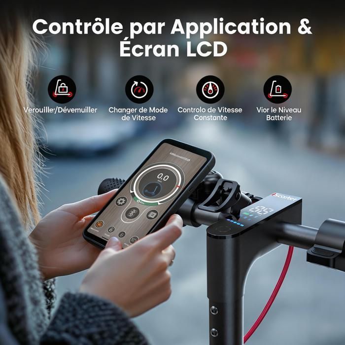 Trottinette électrique iScooter I9Max Avec App-10''-500W-36 V10 Ah- Autonomie 30-40 km-Pliable-120 kg-Urbain