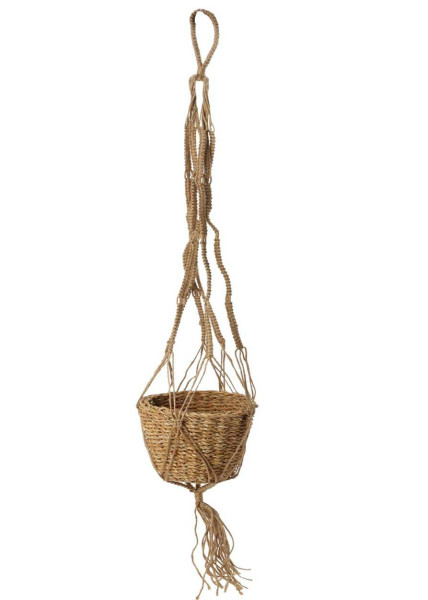 Kwietnik wiszący makrama 17x15 cm Brązowy Boho Donica