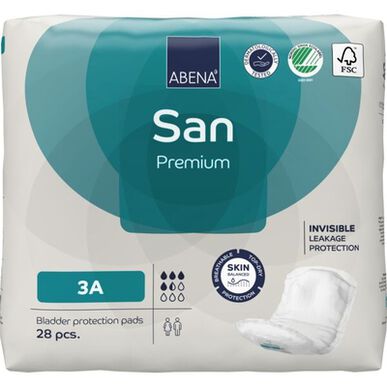 Apósitos para incontinencia Abena San Premium Invisible Leakage Protection 3A, forma anatómica, 28 unidades.