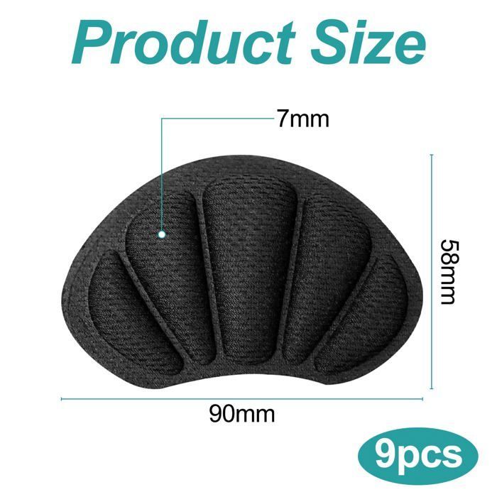 Conjunto de 9 pares de protetores de calcanhar adesivos - Almofadas para tênis e sapatos de couro - Antifricção