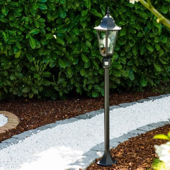 Vloerlamp voor buiten - HOFSTEIN - Riano - Bewegingssensor - Vintage stijl - Zwart aluminium