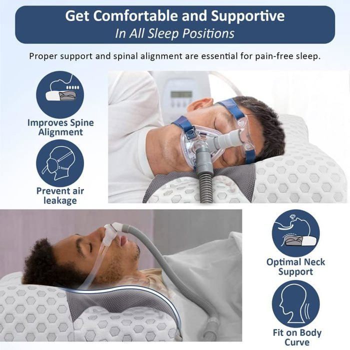 Almohada de espuma viscoelástica para quienes duermen de lado, almohada para la apnea del sueño, almohada nasal para CPAP.