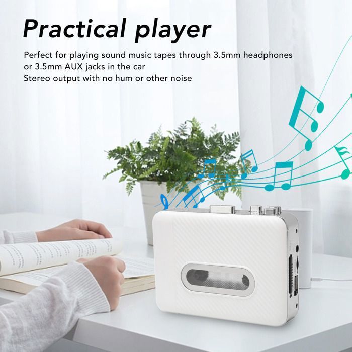 Reproductor de casetes - Retro - USB - Convertidor a MP3 - Portátil - Auriculares incluidos
