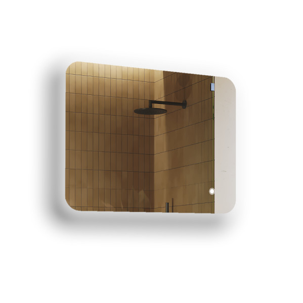 Lustro łazienkowe LED 80x60cm - zaokrąglone - LED Dual, włącznik