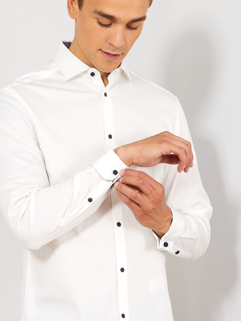 Camisa ajustada elástica - Blanca