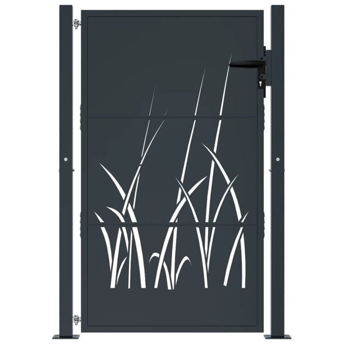 Clarence* Portail de jardin - Portillon anthracite 105x155cm acier conception d'herbe &Europ2652966