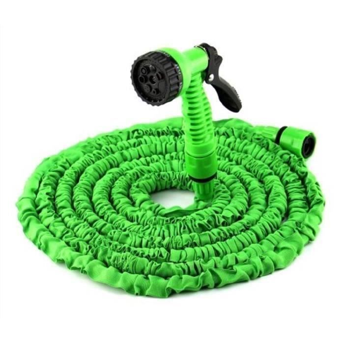 Jardin Pelouse Tuyau d arrosage extensible de 10 à 30m- Tuyau rétractable avec pistolet 7 jets -Tuyau Buse Tete d'arrodage -V G046B