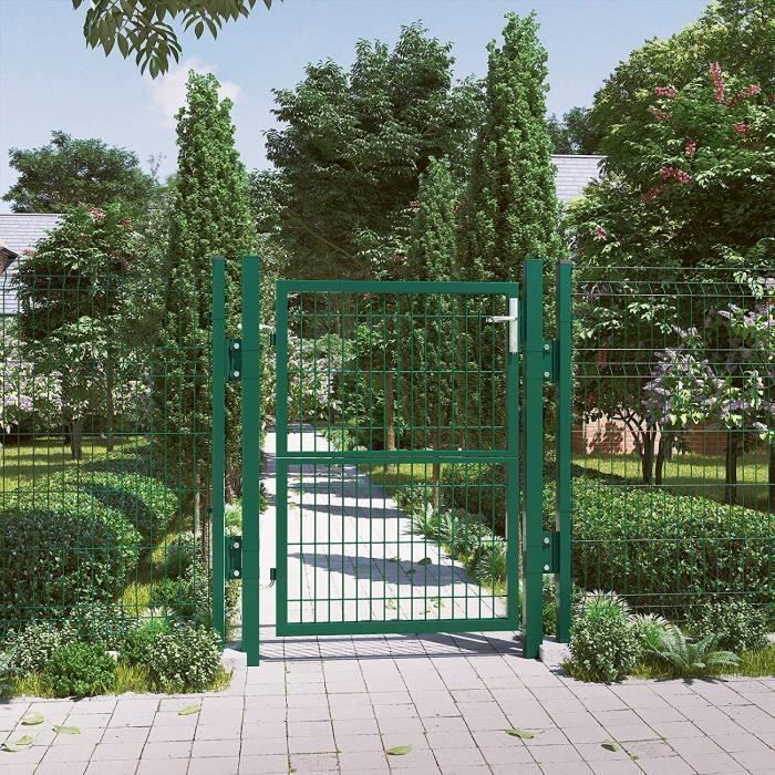 Puerta de acero galvanizado - SONGMICS - GGD175L - Verde - 106 x 125 cm - Con cerradura, manilla y llave