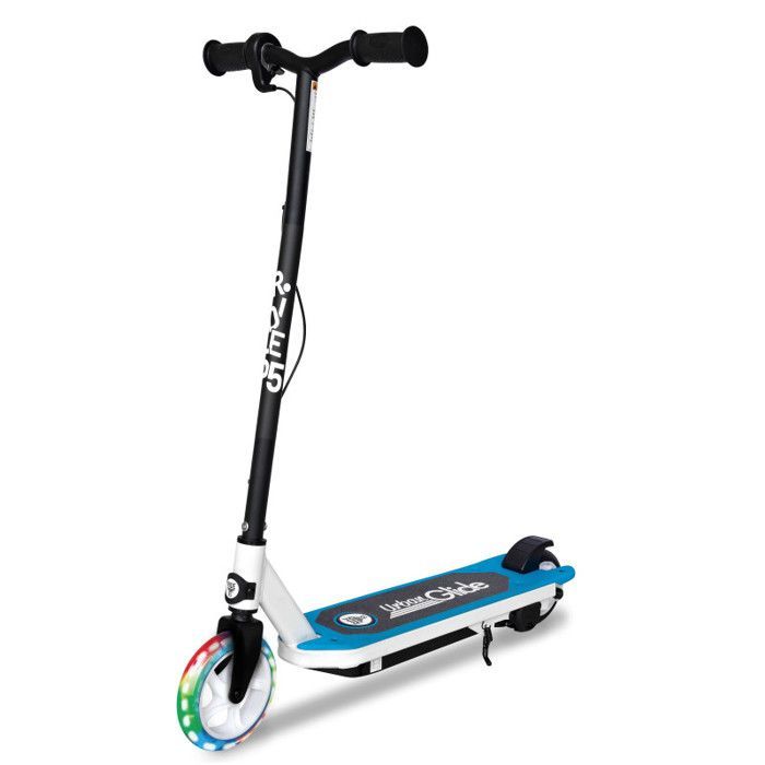 UrbanGlide Ride 55 Blue LED Electric Scooter for Kids – 30W, 10 km/h, 12V 5Ah Battery, 40 min Battery Life, Ages 3-8
