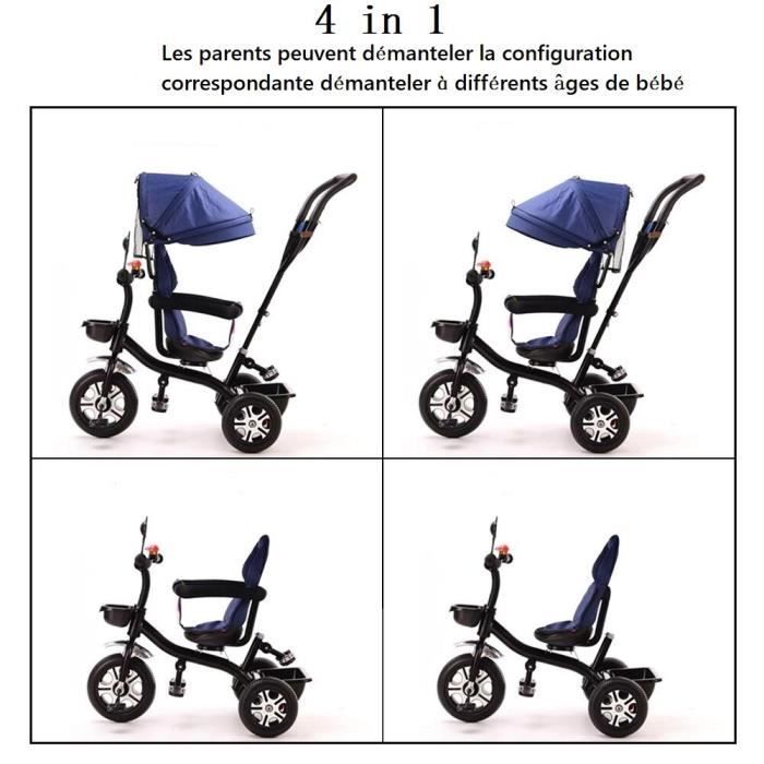 Triciclo convertibile per bambini da 1 a 5 anni - unisex - 4 posizioni - Blu