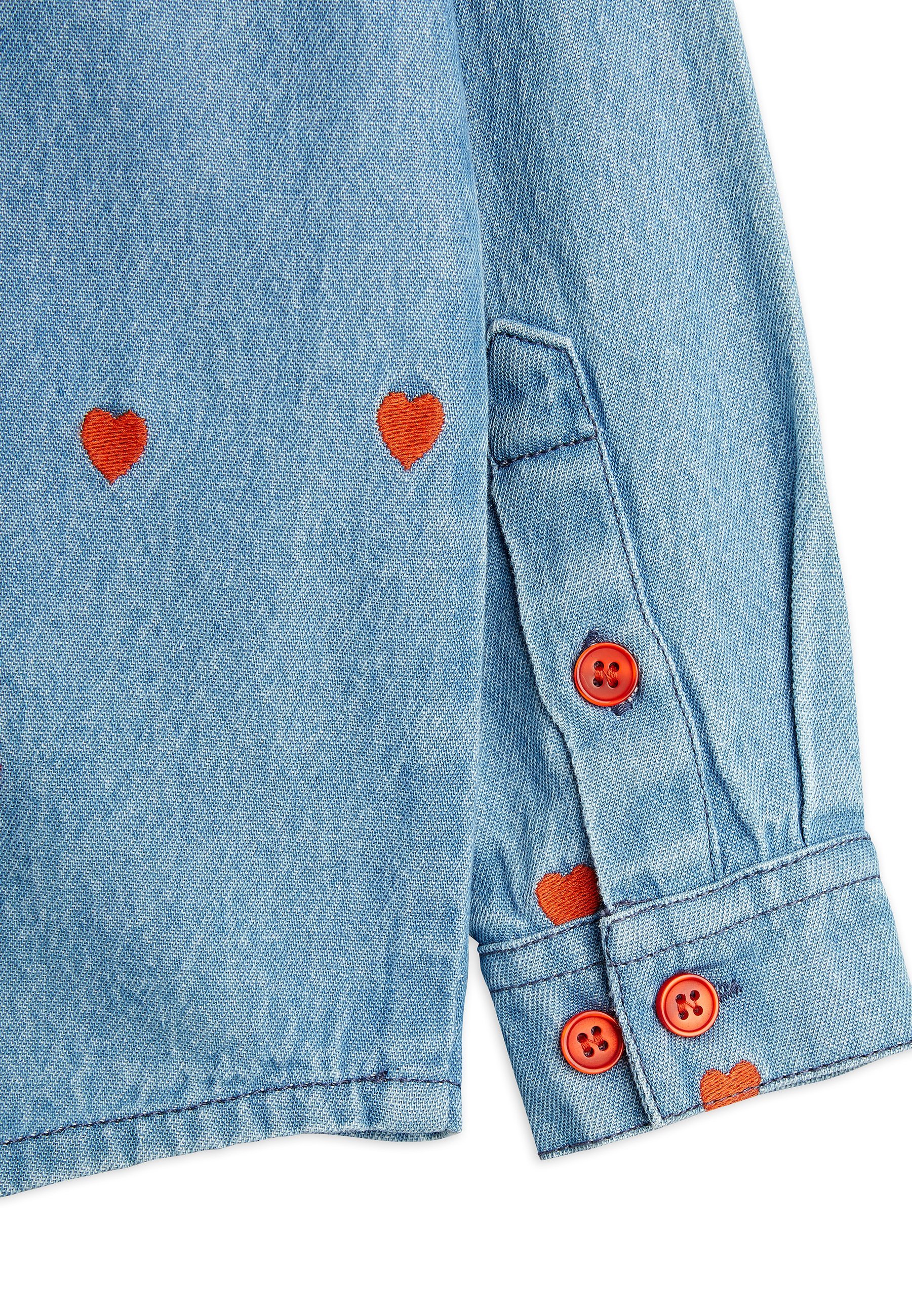 Mini Rodini HEARTS SHIRT UNISEX - Blouse met knoopsluiting - blauw