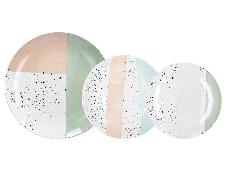 Komplet obiadowy 18 el. porcelanowy Moon Pastel Tognana wielokolorowy