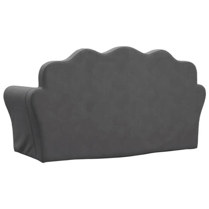 Divano per bambini a 2 posti - vidaXL - Antracite - Morbido peluche - 94x34x48 cm - Rivestimento sfoderabile - Imbottitura in schiuma spessa