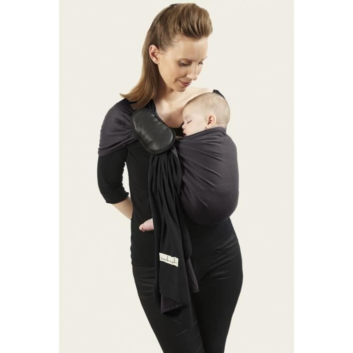 Anthrazit-schwarze knotenlose Babytrage - LOVE RADIUS - The Little Knotless Scarf JPMBB