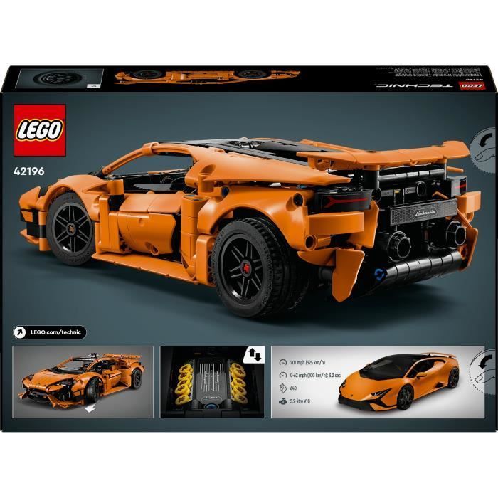LEGO® Technic 42196 Exclu Cdiscount Lamborghini Huracán Tecnica orange Voiture Jouet Pour Enfant de 9 Ans