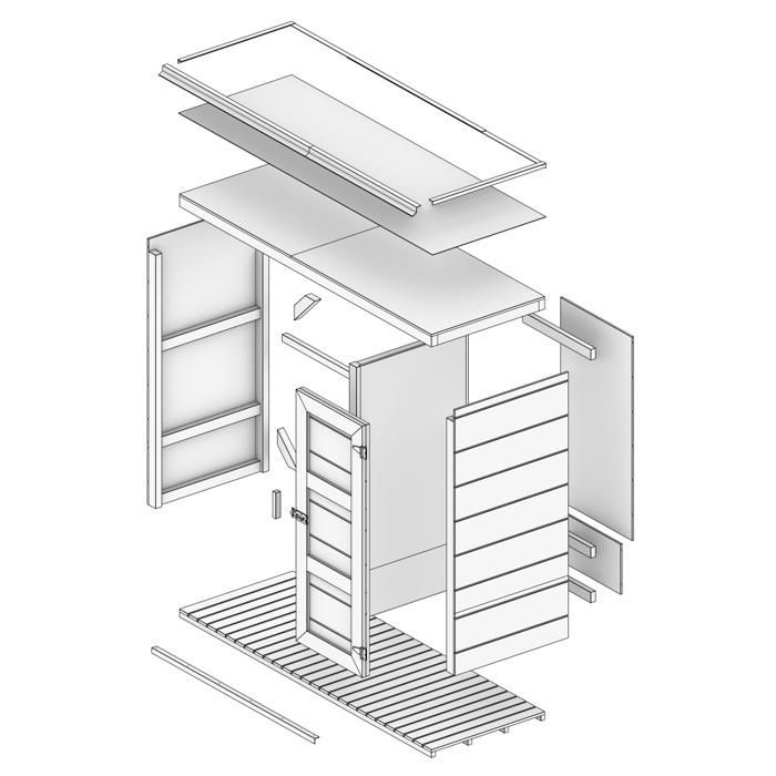 Outdoor Log Store - 75 x 217 x H159 cm - Tool and Log Shelter - 1.09 m² + 0.53 m² - TIMBELA M981 - TUNDRA CAVERN