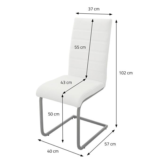 ML-Design - 2 sillas de comedor blancas de piel sintética, respaldo ergonómico, asiento acolchado, sillas de comedor para sala de estar o cocina.