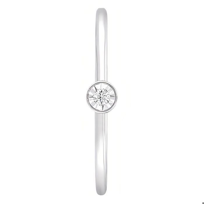 Anel Feminino - Falange - Cristal - Branco - Prata de Lei - Maciço - Tamanho 5 (EUA) - 45