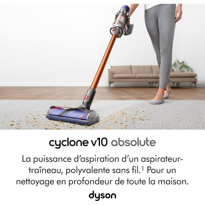 Aspirador de pó vertical sem fio Dyson V10 Origin - 125.000 RPM - Potência de sucção de 150 AW - Até 60 minutos de autonomia