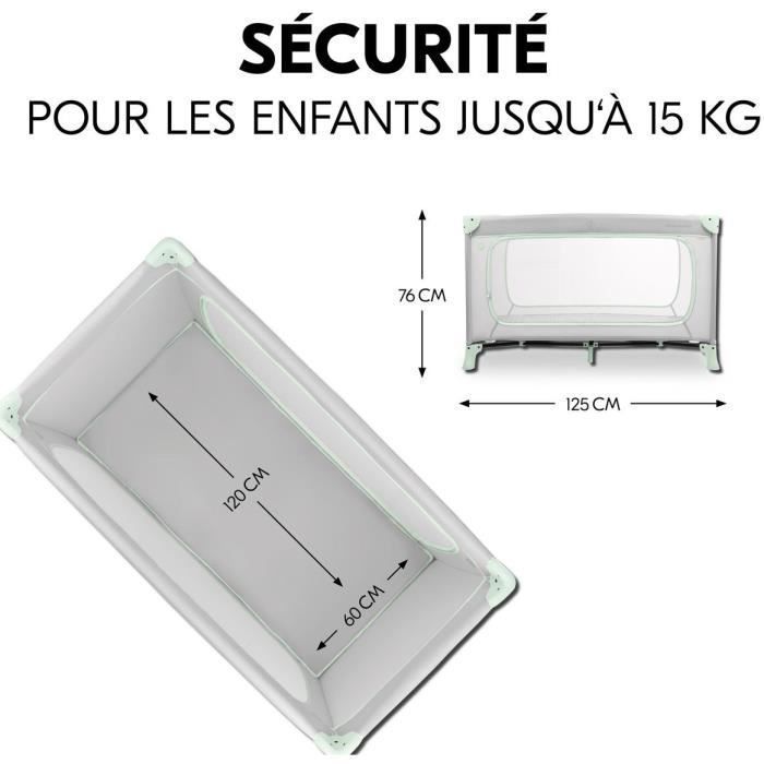 Lit de voyage - HAUCK - DREAM N PLAY PLUS - 60 x 120 cm - Dès la naissance - Pliable - Dusty Mint
