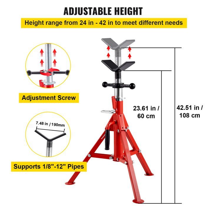Soporte para tuberías Duoku - Capacidad de carga de 1134 kg - Cabezal en V - Capacidad de 1/8