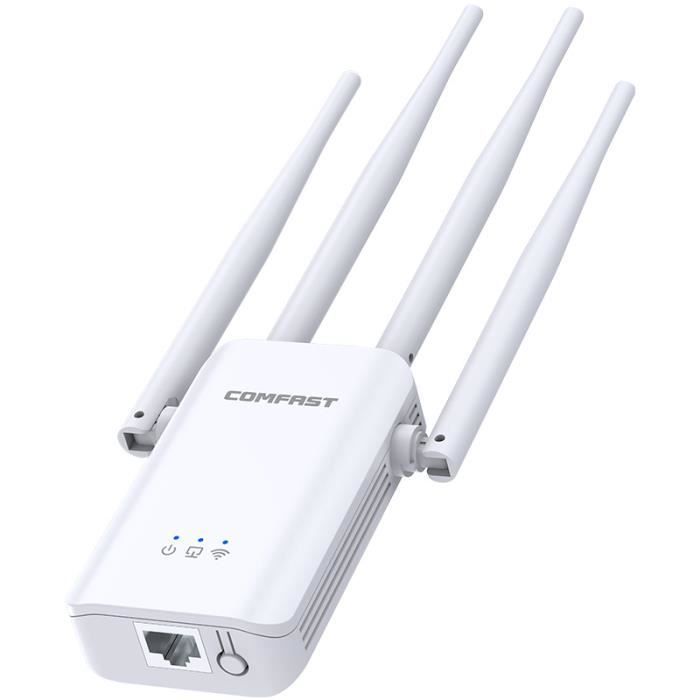 Ripetitore WiFi - Bianco - 300 Mbps - Doppia banda 2,4 GHz/5,8 GHz - 4 antenne da 3 dBi - Porta WPS