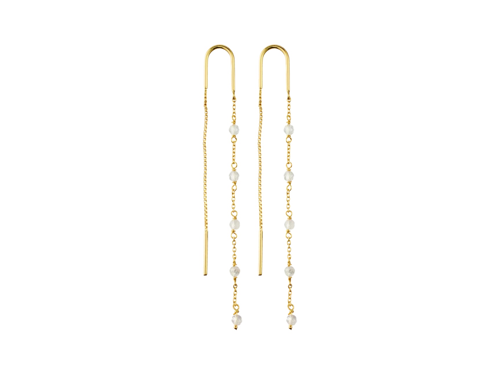 Naušnice s lančićem od ružičastog kvarca, pozlaćene