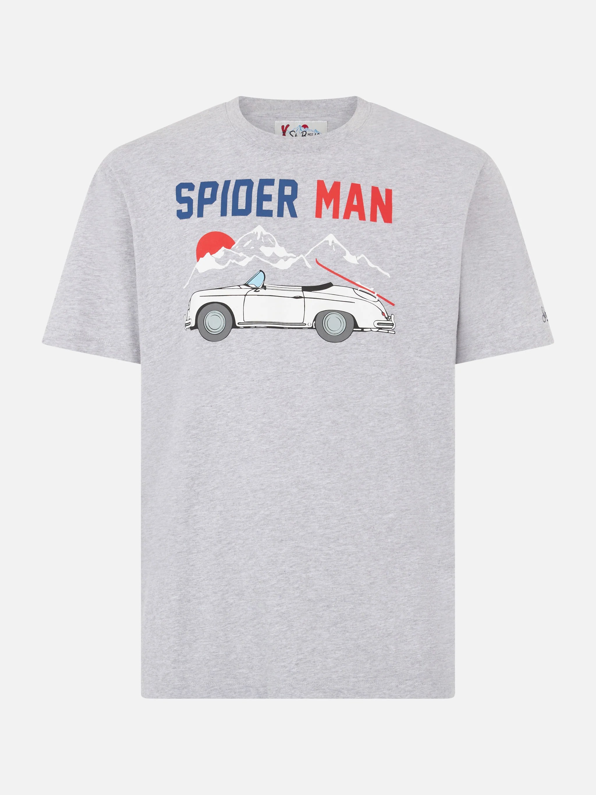 T-shirt van zwaar katoen voor heren met Spider-Man en een winkelwagenprint.