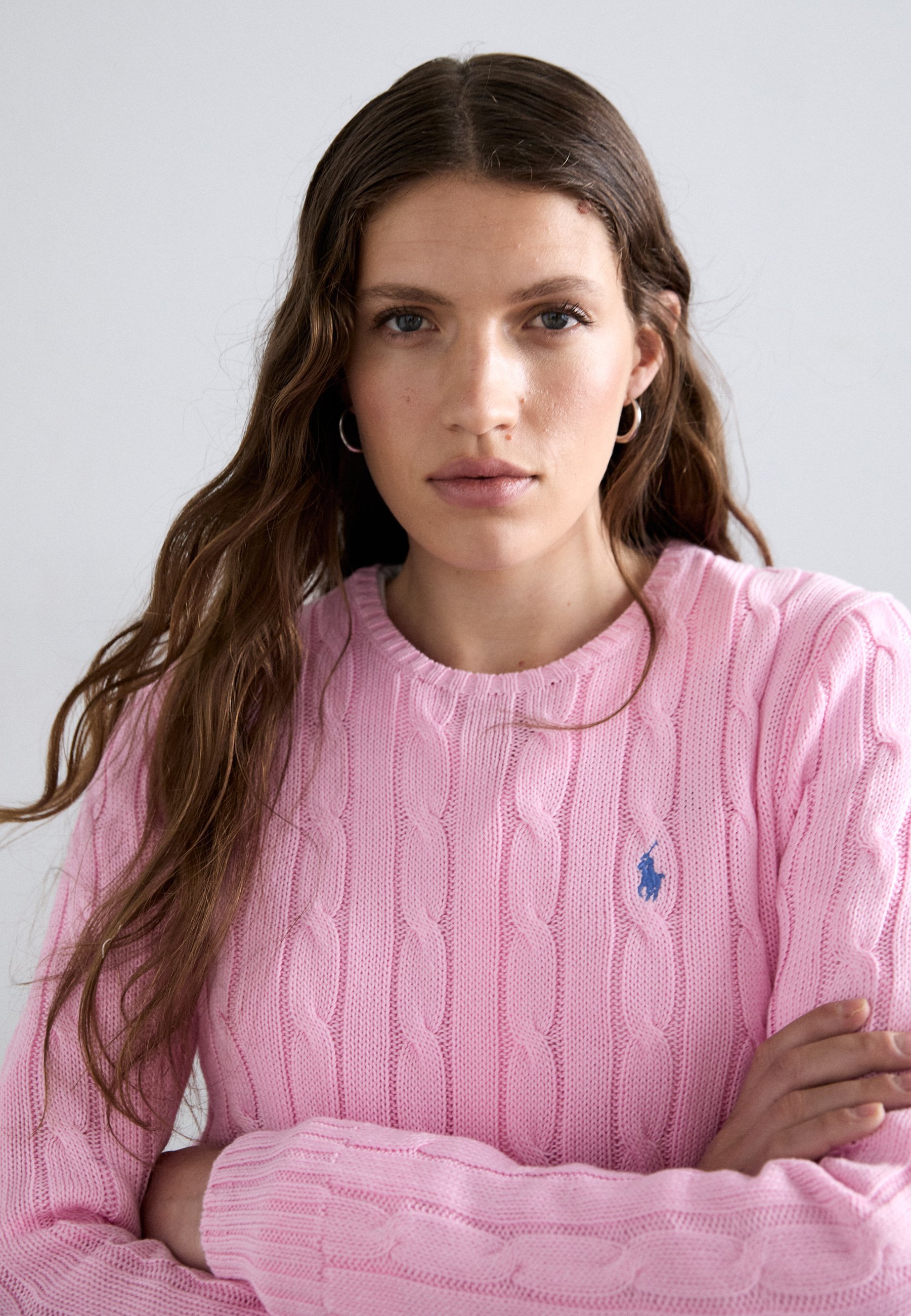 Maglione girocollo in cotone a trecce Polo Ralph Lauren - Maglione - rosa caramello