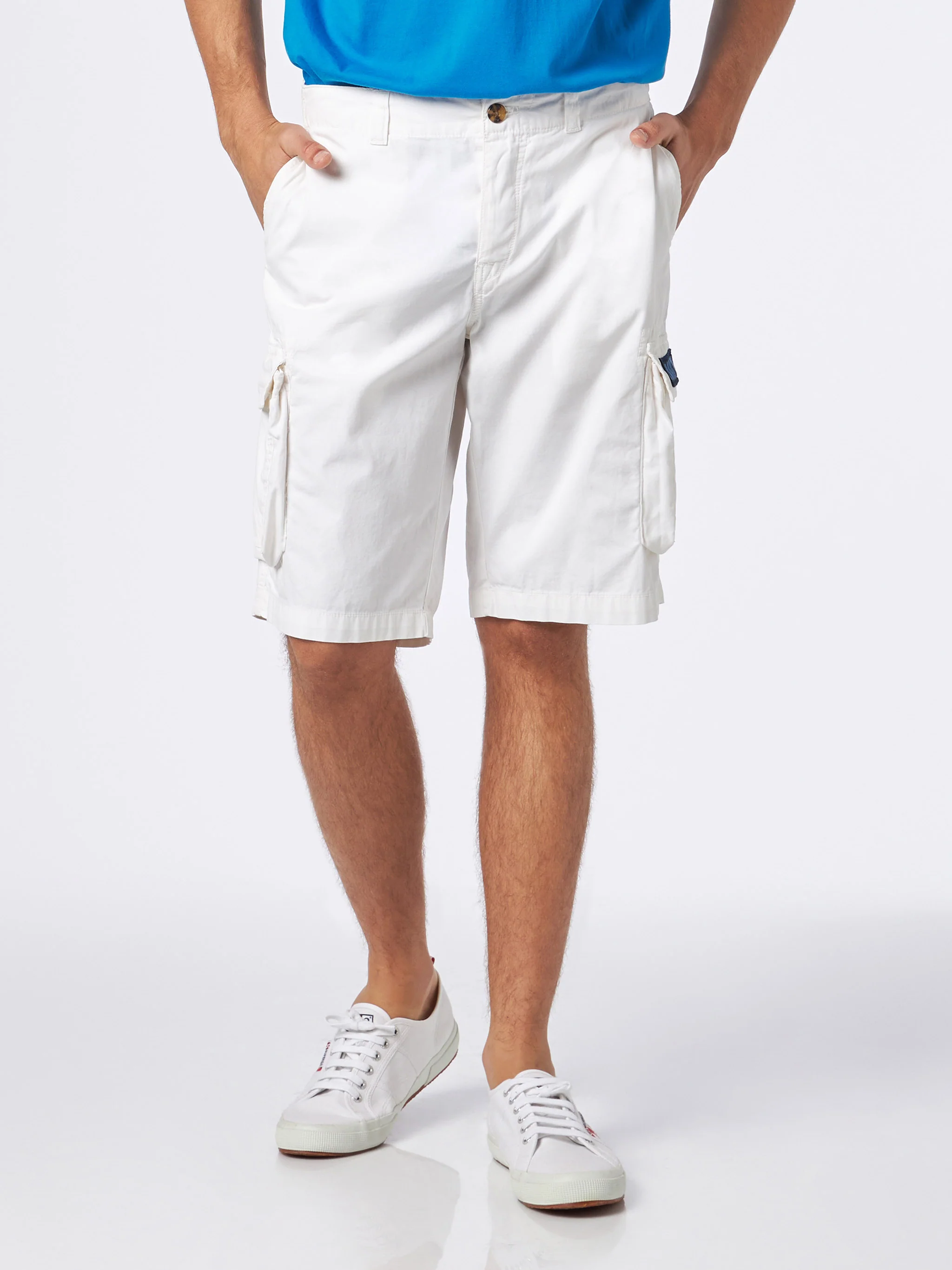 Witte katoenen cargoshorts voor heren