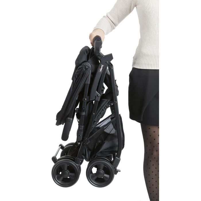 Cochecito compacto CHICCO Ohlala 3 - Desde el nacimiento - Hasta 15 kg - Respaldo reclinable - Barra de seguridad - Negro azabache