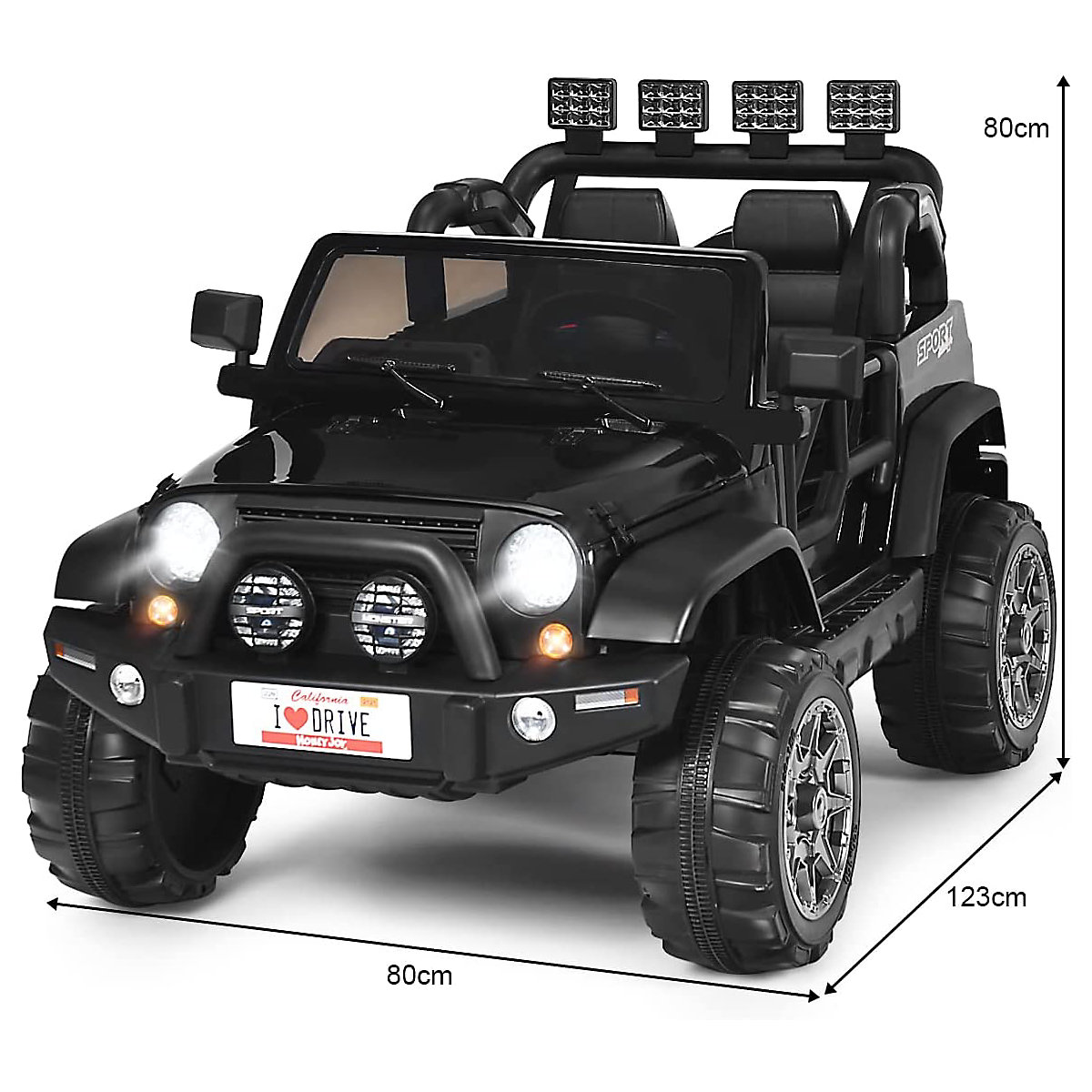 Ηλεκτρικό αυτοκίνητο Jeep, 2 θέσεων με 3 ταχύτητες, μαύρο