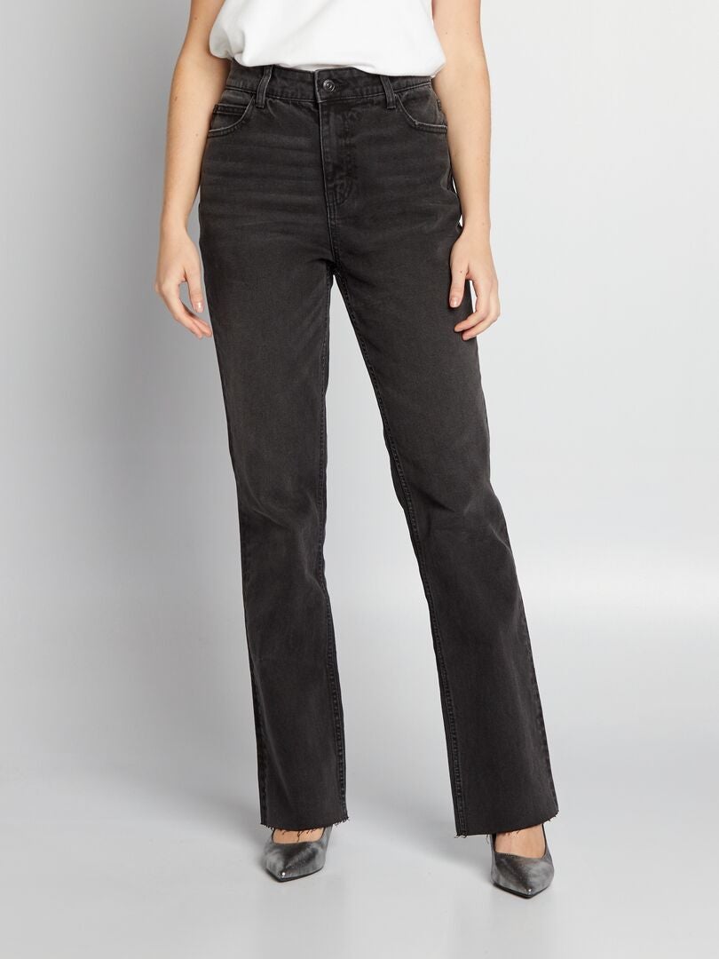 Hoge taille flared jeans - ZWART
