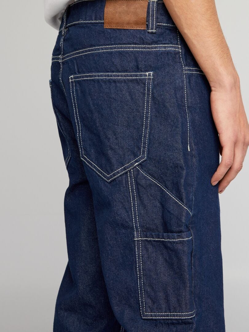 Calça jeans estilo carpinteiro - AZUL