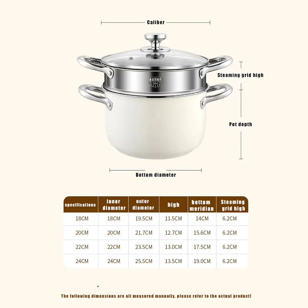 Marmite en acier inoxydable 304, antiadhésive, avec couvercle, compatible avec les plaques à induction, les cuisinières à gaz et les récipients pour préparations alimentaires (lait, etc.).
