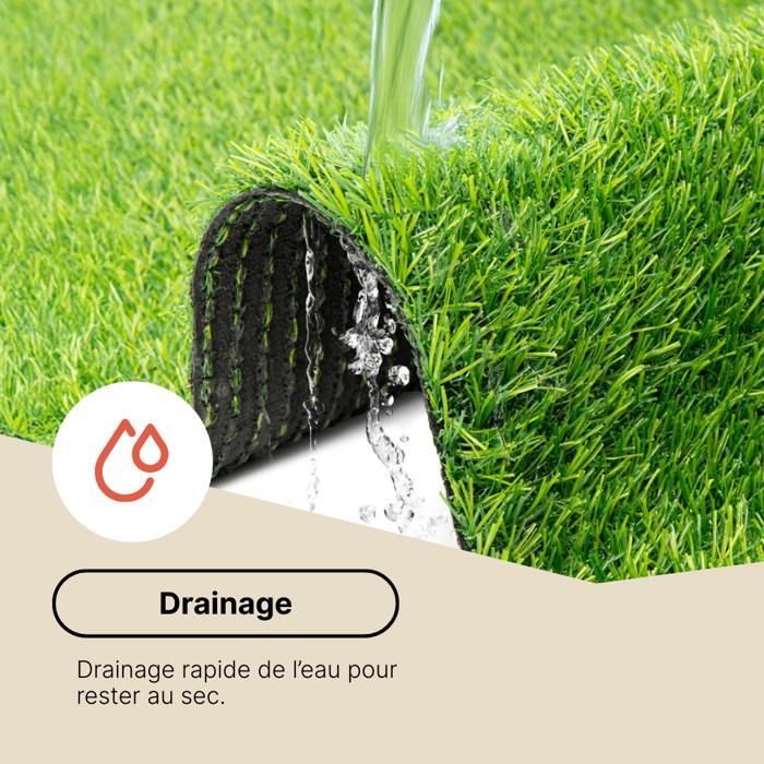 TAPISO Natural Deluxe Gazon Synthétique Tapis Gazon Pelouse Artificielle Terrasse Balcon Jardin Vert Épaisseur 20 mm 200 x 160 cm