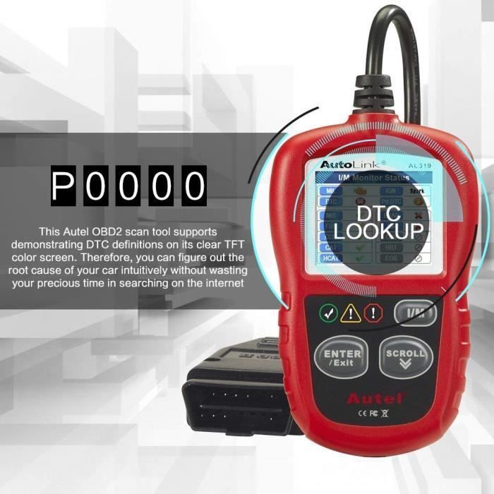 AUTEL AL319 OBD2 Scanner Valise de Diagnostic Un-Clic Auto Outils Multimarque En Français