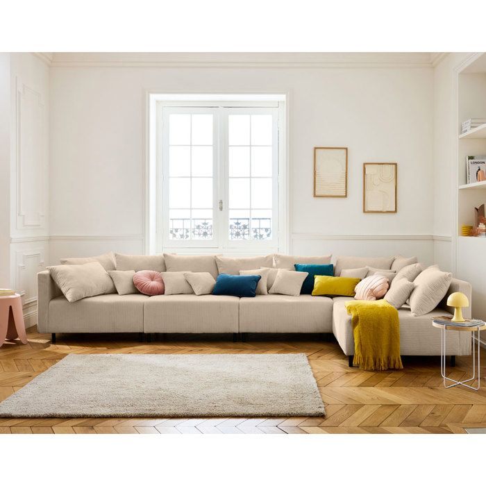 Edinburgh – Wendbares 5-Sitzer-Ecksofa – in Cord – Beige