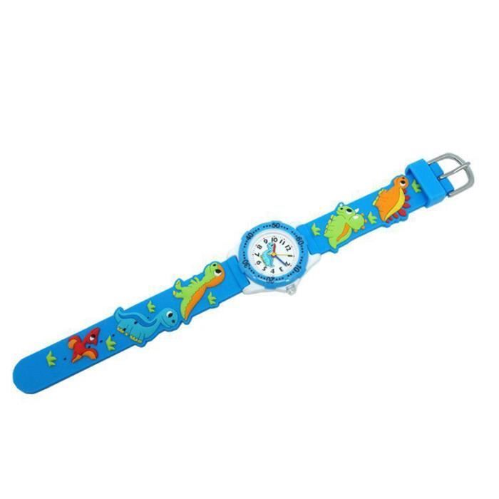 Reloj infantil SHARPHY para niños, bonito reloj de dinosaurio a la moda, azul, resistente al agua, correa de silicona.