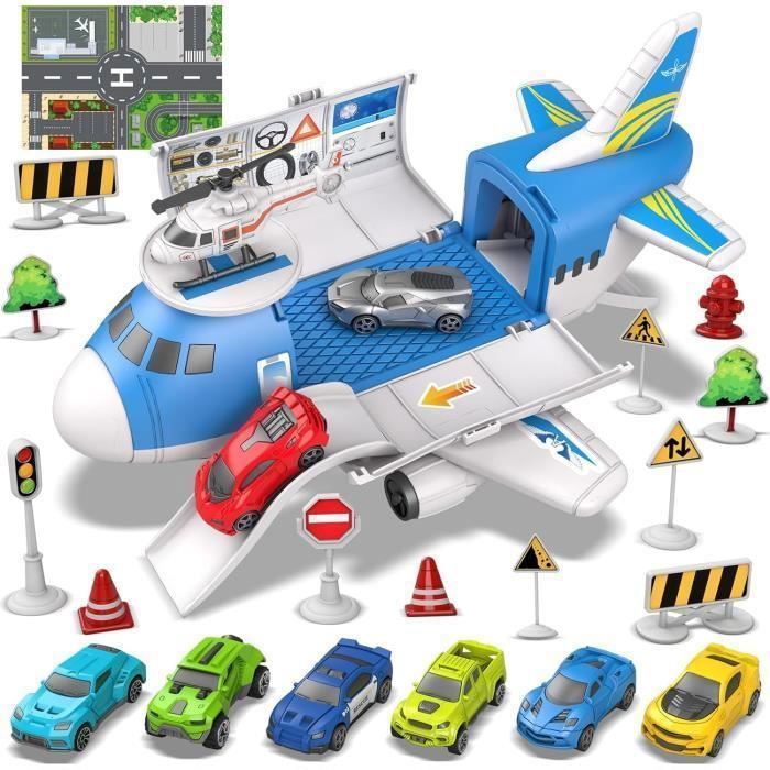 Car Transporter Plane – Toy for Children Ages 3 to 7 – Unisex – Miniature Vehicles, Accessories Included