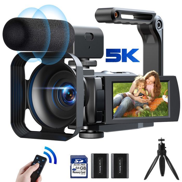 Câmera de vídeo Campark 5k Full HD 56MP para vlogs com tela sensível ao toque de 3